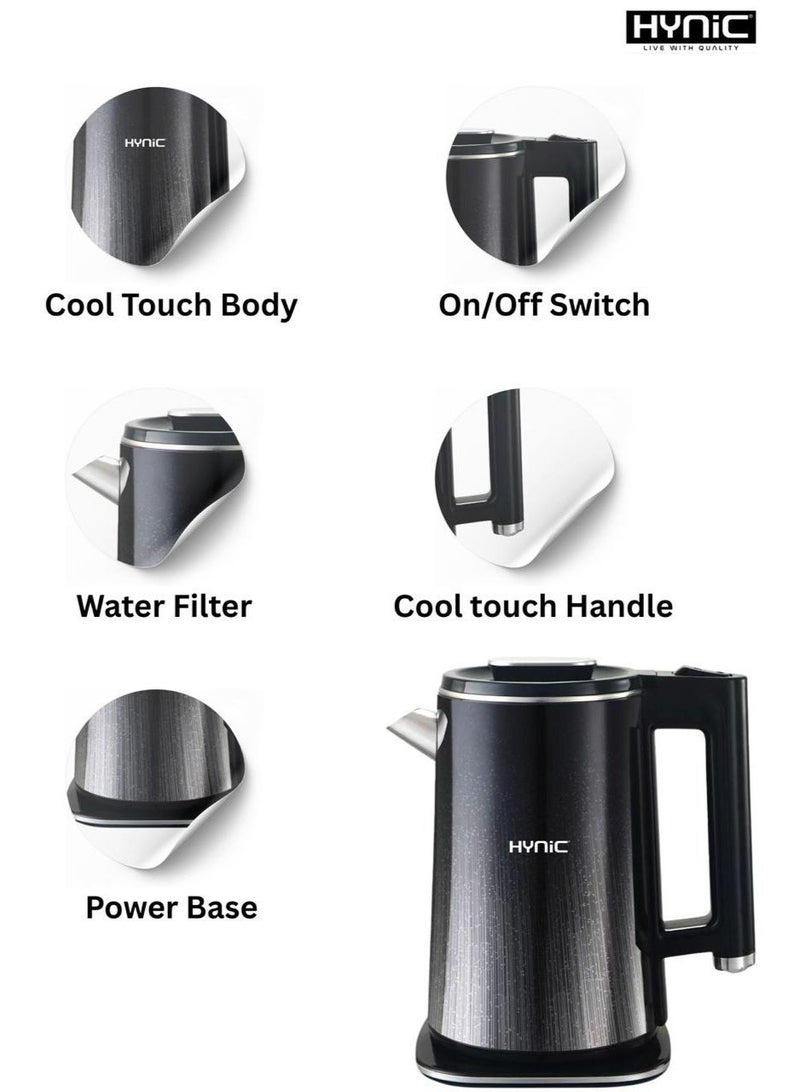 Hynic 1.8L Double Wall Electric Kettle – 1500W Fast Boil, 304 Food-Grade Stainless Steel & Cool-Touch Safety Design - Image 4